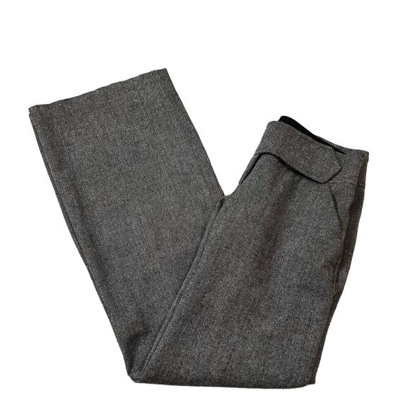 XOXO Twill Metallic Y2K Trouser Low Rise Pant Sz 3/4 Jr Gray Wide Leg Streetwear - Picture 2 of 10